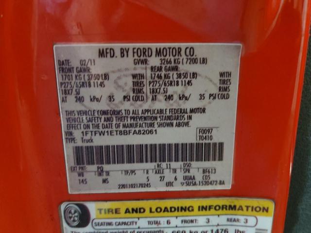 1FTFW1ET8BFA82061 - 2011 FORD F150 SUPERCREW RED photo 12