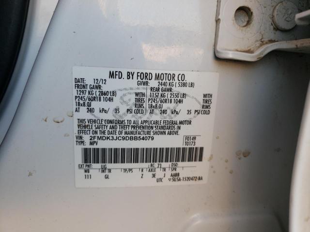 2FMDK3JC9DBB54079 - 2013 FORD EDGE SEL WHITE photo 13