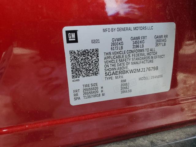 5GAERBKW2MJ176798 - 2021 BUICK ENCLAVE ESSENCE წითელი ფოტო 13