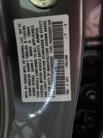 19XFB2E54FE060562 - 2015 HONDA CIVIC LX GRAY photo 12