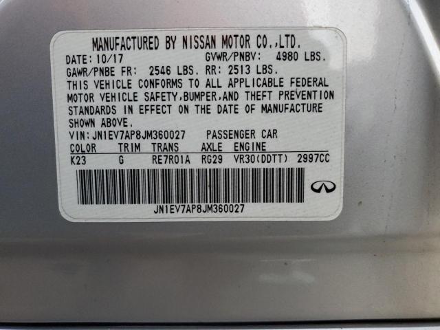 JN1EV7AP8JM360027 - 2018 INFINITI Q50 LUXE 银色 照片 12