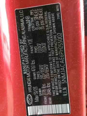 5NMJACAE6PH255002 - 2023 HYUNDAI TUCSON SE RED photo 12