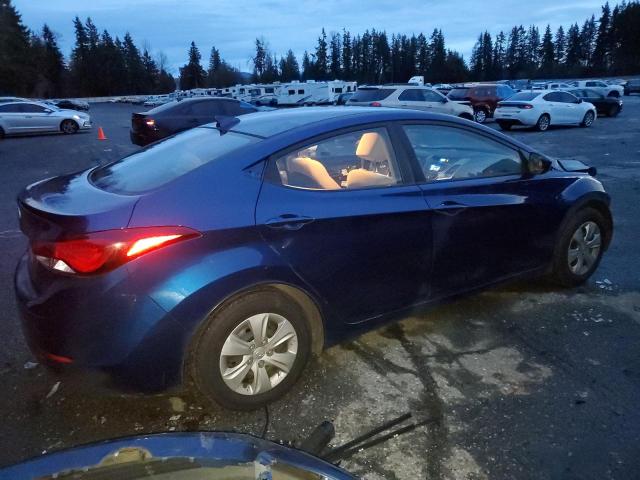 5NPDH4AE3GH758567 - 2016 HYUNDAI ELANTRA SE BLUE photo 3