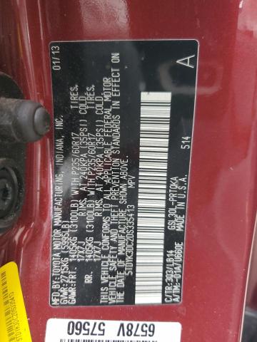 5TDYK3DC2DS335413 - 2013 TOYOTA SIENNA XLE BURGUNDY photo 13