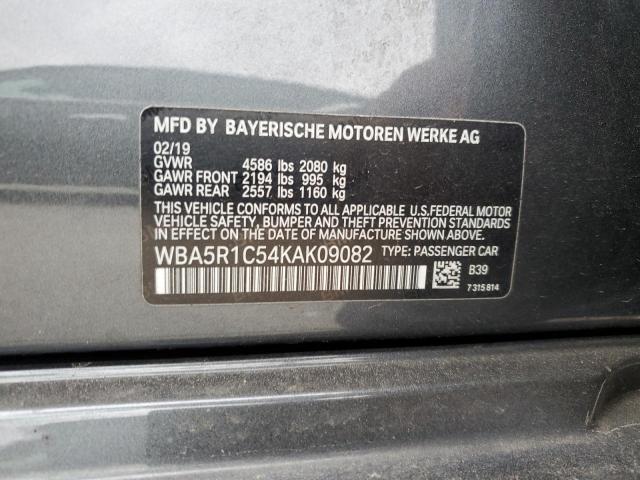 WBA5R1C54KAK09082 - 2019 BMW 330I GRAY photo 12