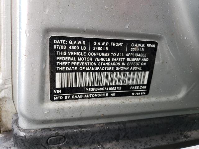 YS3FB49S741002112 - 2004 SAAB 9-3 LINEAR SILVER photo 12