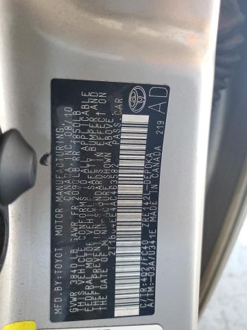 2T1BU4EE4AC463582 - 2010 TOYOTA COROLLA BASE ოქროსფერი ფოტო 12