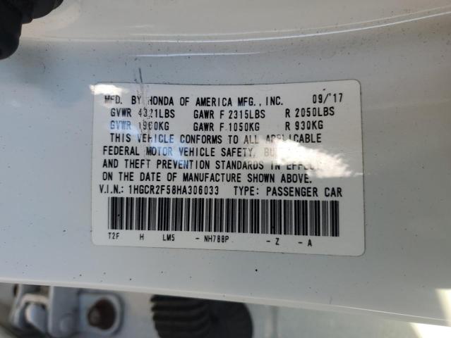 1HGCR2F58HA306033 - 2017 HONDA ACCORD SPORT أبيض صورة 12