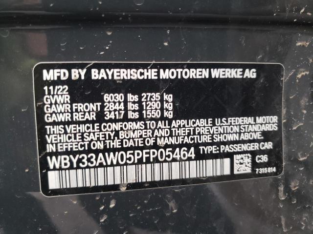 WBY33AW05PFP05464 - 2023 BMW I4 M50 GRAY photo 12