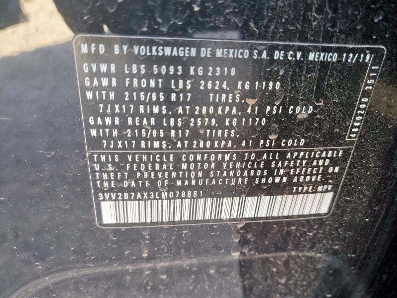 3VV2B7AX3LM078881 - 2020 VOLKSWAGEN TIGUAN SE Чорний фото 13