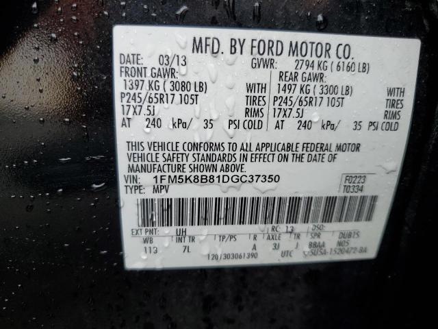 1FM5K8B81DGC37350 - 2013 FORD EXPLORER BLACK photo 13