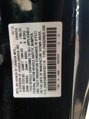 2HGFC4B5XHH301174 - 2017 HONDA CIVIC LX BLACK photo 12