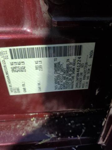 1N4AL2AP3BN461224 - 2011 NISSAN ALTIMA BASE Burgund zdjęcie 12