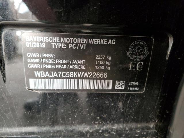WBAJA7C58KWW22666 - 2019 BMW 530 XI أسود صورة 12