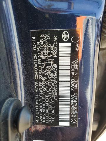 JTDKN3DU9E0366748 - 2014 TOYOTA PRIUS 蓝色 照片 12