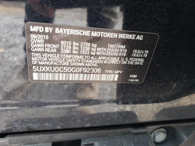 5UXKU0C50G0F92306 - 2016 BMW X6 SDRIVE35I BLACK photo 12