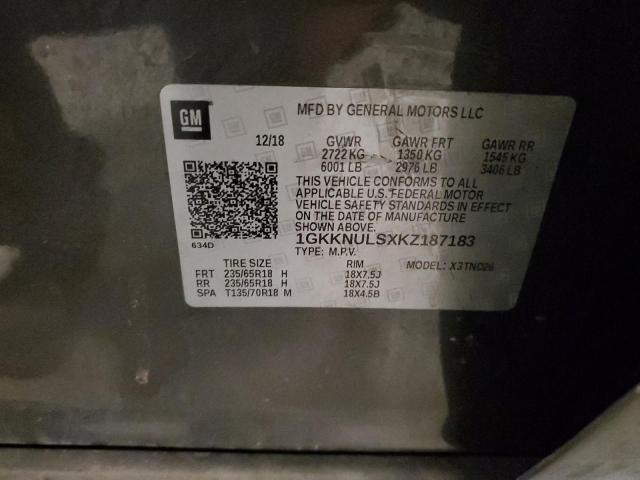 1GKKNULSXKZ187183 - 2019 GMC ACADIA SLT-1 Gris photo 13