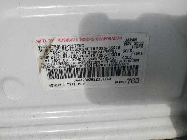 JA4AZ3A36EZ017743 - 2014 MITSUBISHI OUTLANDER SE WHITE photo 13