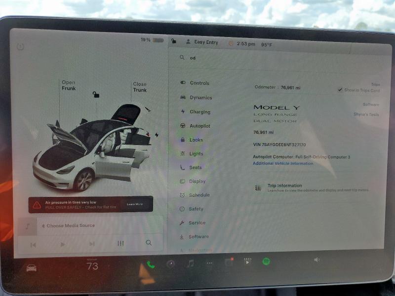 7SAYGDEE6NF327170 - 2022 TESLA MODEL Y Blanco foto 9