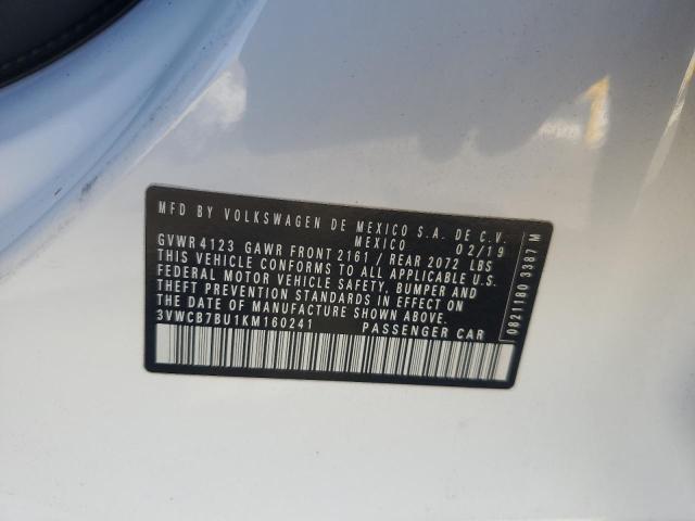 3VWCB7BU1KM160241 - 2019 VOLKSWAGEN JETTA S WHITE photo 12