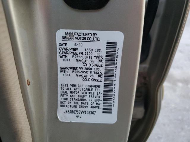JN8AR07S7YW409367 - 2000 NISSAN PATHFINDER LE GOLD photo 13