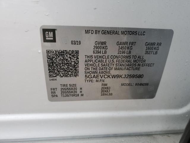 5GAEVCKW9KJ259580 - 2019 BUICK ENCLAVE AVENIR WHITE photo 13