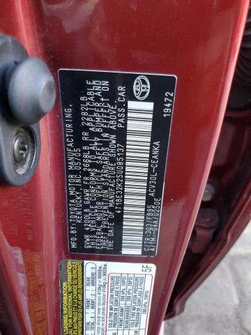 4T1BE32K25U085137 - 2005 TOYOTA CAMRY LE MAROON photo 12