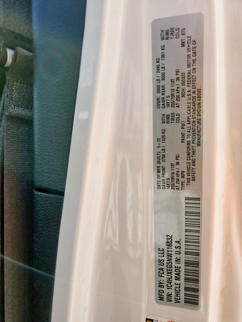 1C4HJXEG5NW116832 - 2022 JEEP WRANGLER UNLIMITED SAHARA თეთრი ფოტო 13