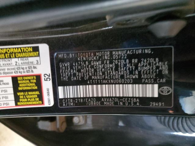 4T1T11AKXNU060203 - 2022 TOYOTA CAMRY SE Schwarz Foto 12