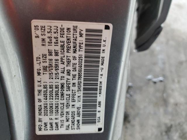 SHSRD78856U400251 - 2006 HONDA CR-V EX SILVER photo 13