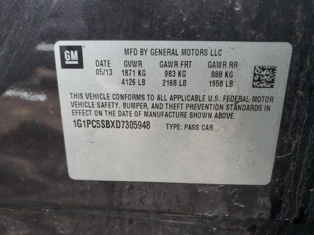 1G1PC5SBXD7305948 - 2013 CHEVROLET CRUZE LT CHARCOAL photo 12