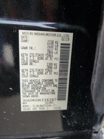 5N1AZ2MJ2KN116567 - 2019 NISSAN MURANO S BLACK photo 13