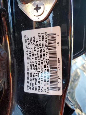 19XFB2F50DE209075 - 2013 HONDA CIVIC LX BLACK photo 12