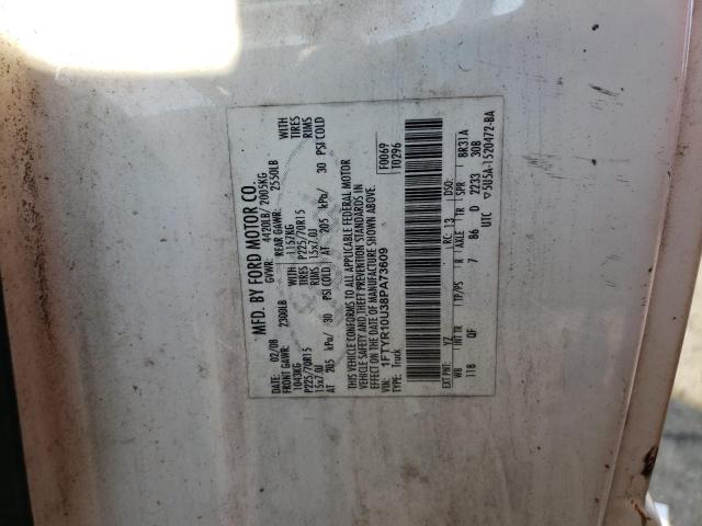 1FTYR10U38PA73609 - 2008 FORD RANGER WHITE photo 12