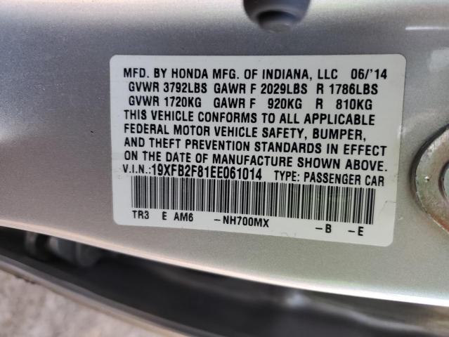 19XFB2F81EE061014 - 2014 HONDA CIVIC EX SILVER photo 12