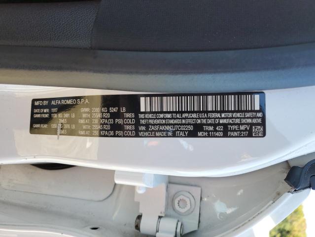 ZASFAKNN2J7C02250 - 2018 ALFA ROMEO STELVIO TI SPORT WHITE photo 13