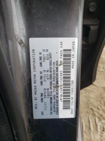 JM1BL1V89C1565883 - 2012 MAZDA 3 I ნაცრისფერი ფოტო 12