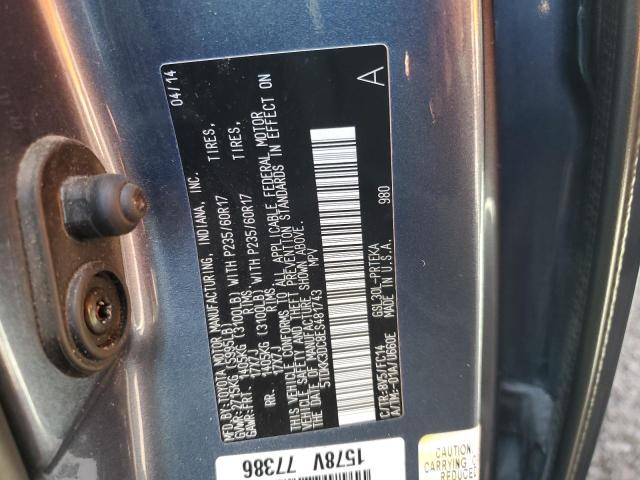 5TDKK3DC8ES481743 - 2014 TOYOTA SIENNA LE ლურჯი ფოტო 13