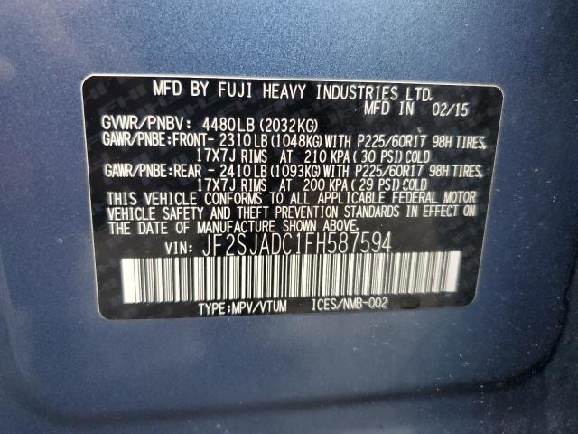 JF2SJADC1FH587594 - 2015 SUBARU FORESTER 2.5I PREMIUM BLUE photo 12