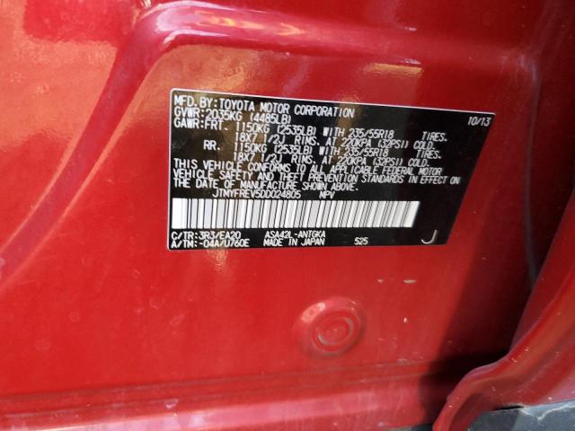 JTMYFREV5DD024805 - 2013 TOYOTA RAV4 LIMITED RED photo 12