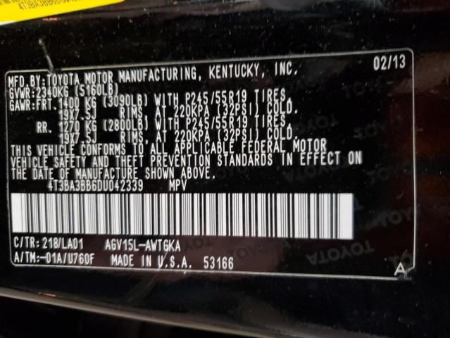 4T3BA3BB6DU042339 - 2013 TOYOTA VENZA LE Negro foto 13