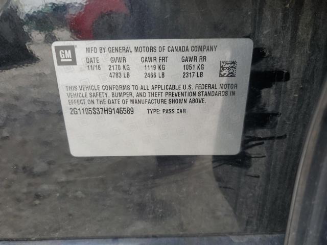 2G1105S37H9146589 - 2017 CHEVROLET IMPALA LT BLACK photo 13