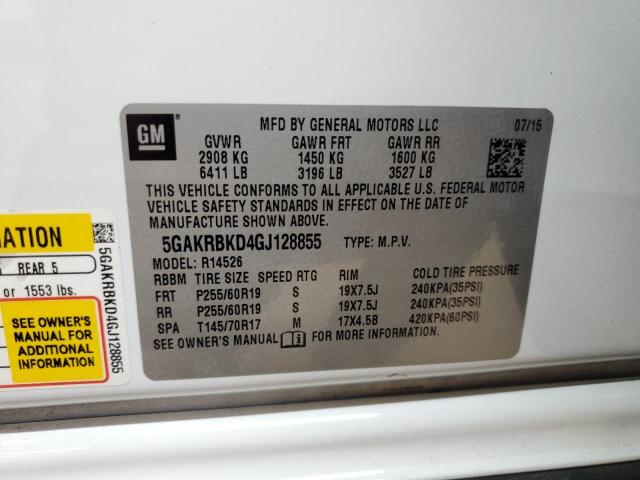 5GAKRBKD4GJ128855 - 2016 BUICK ENCLAVE თეთრი ფოტო 13