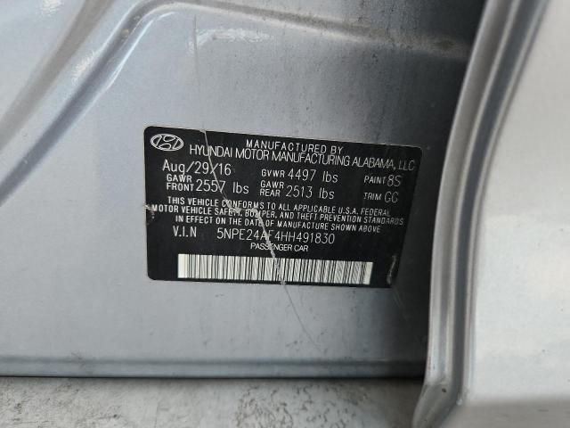 5NPE24AF4HH491830 - 2017 HYUNDAI SONATA SE Күміс фото 12