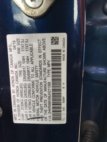 2HKRW6H39JH211368 - 2018 HONDA CR-V LX BLUE photo 13