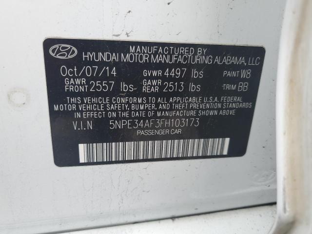 5NPE34AF3FH103173 - 2015 HYUNDAI SONATA SPORT WHITE photo 12