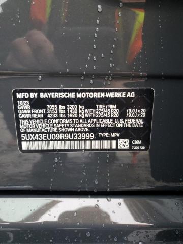 5UX43EU09R9U33999 - 2024 BMW X5 XDRIVE50E GRAY photo 14