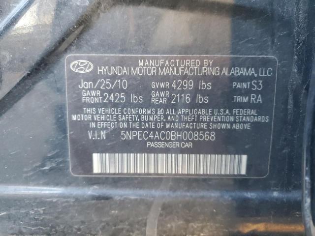 5NPEC4AC0BH008568 - 2011 HYUNDAI SONATA SE CHARCOAL photo 12