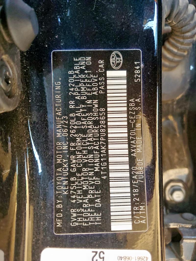 4T1G11AK7PU828658 - 2023 TOYOTA CAMRY SE NIGHT SHADE BLACK photo 13