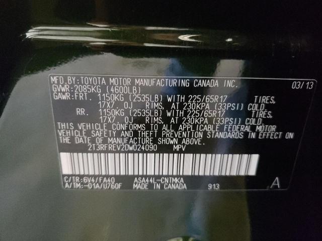 2T3RFREV2DW024090 - 2013 TOYOTA RAV4 XLE GREEN photo 13